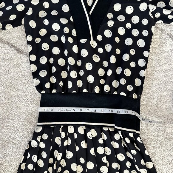Vintage  Jonathan Martin 70s Polka Dot V-Neck Dress Pleated Bottom Sz Med - Picture 8 of 10